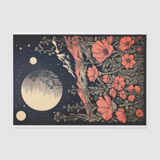 Boho Maan en Bloemen 4 Decoupage Papier (Voorkant)