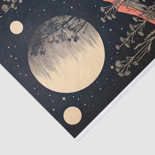 Boho Maan en Bloemen 4 Decoupage Papier (Detail)