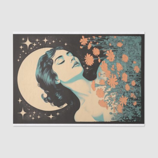 Boho Maan en Bloemen 5 Decoupage Papier (Voorkant)