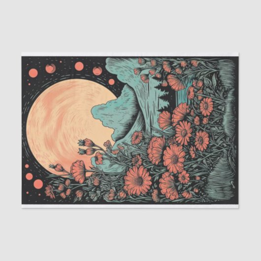 Boho Maan en Bloemen 6 Decoupage Papier (Voorkant)