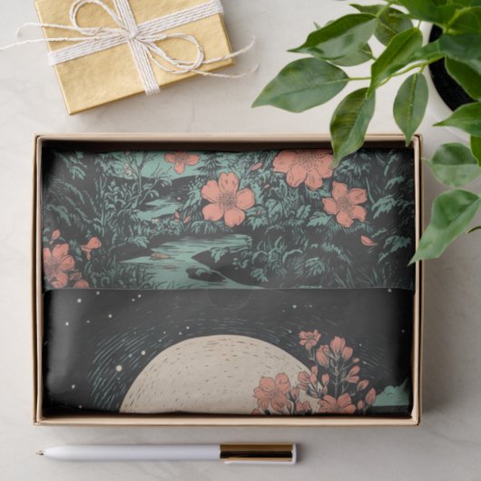 Boho Maan en Bloemen 7 Decoupage Papier (Geschenk)