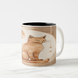 Boho Maan Kat Design Tweekleurige Koffiemok