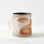 Boho Maan Kat Design Tweekleurige Koffiemok (Voorkant links)