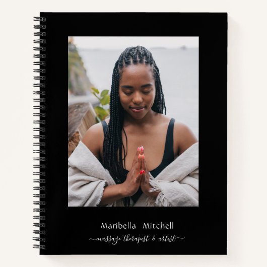 Boho Maan Kristallen Veren Bloemen Verticale Foto Notitieboek (Voorkant)