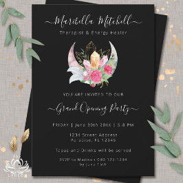 Boho Maan Kristallen Veren Bloemen Zakelijk Evenem Kaart