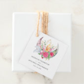 Boho Maan Kristallen Veren Roze Bloemen Bruiloft Bedankjes Labels (In situ)