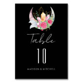 Boho Maan Kristallen Veren Roze Bloemen Bruiloft Kaart (Voorkant)