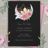 Boho Maan Kristallen Veren Roze Bloemen Bruiloft Save The Date