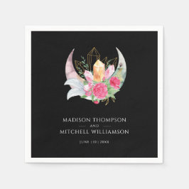 Boho Maan Kristallen Veren Roze Bloemen Bruiloft Servet