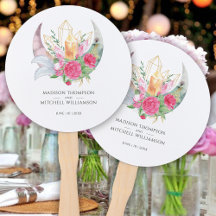 Boho Maan Kristallen Veren Roze Bloemen Trouwset