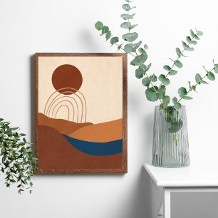 Boho Maan Landschap Abstract Aardtinten Poster