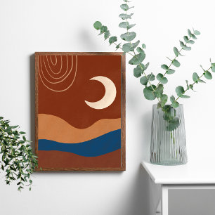 Boho Maan Landschap Abstract Terracotta Trendy Poster