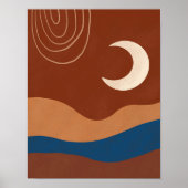 Boho Maan Landschap Abstract Terracotta Trendy Poster (Voorkant)