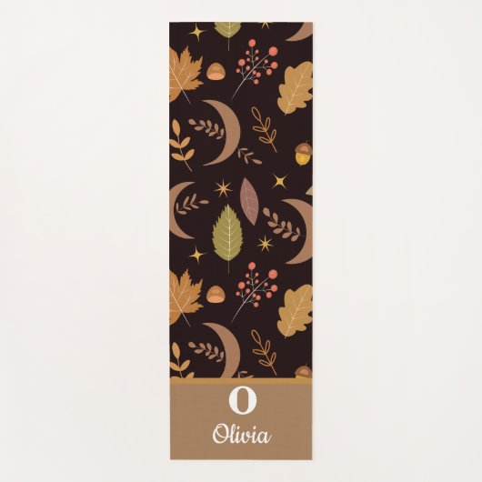 Boho maan met herfstbladeren in monogram  yogamat (Voorkant)