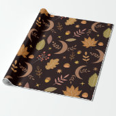 Boho Maan met Herfstbladeren Patroon Cadeaupapier (Uitgerold)