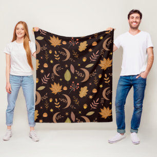 Boho Maan met Herfstbladeren Patroon Fleece Deken