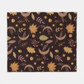 Boho Maan met Herfstbladeren Patroon Fleece Deken (Voorkant (Horizontaal))