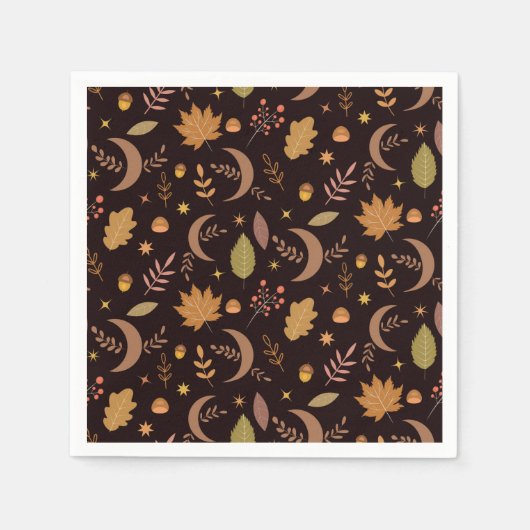 Boho maan met herfstbladerenpatroon  servet (Voorkant)