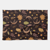 Boho maan met herfstbladerenpatroon    theedoek (Horizontaal)