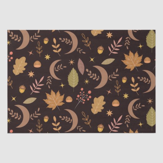 Boho maan met herfstbladerenpatroon    tissuepapier (Voorkant)