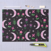 Boho Maan met Roze Bloemen en Bladeren Tissuepapier (Craft)