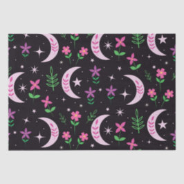Boho Maan met Roze Bloemen en Bladeren Tissuepapier