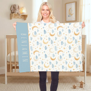 Boho Maan Sterren Cloud Kinderen Monogram Fleece Deken