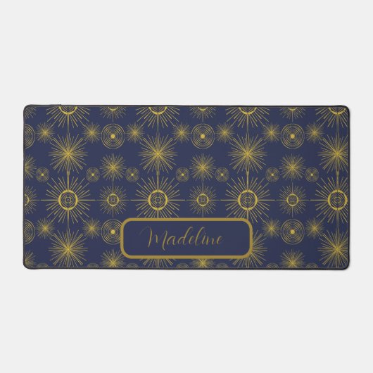 Boho maan sterren zon blauw patroon bureaumat (Voorkant)