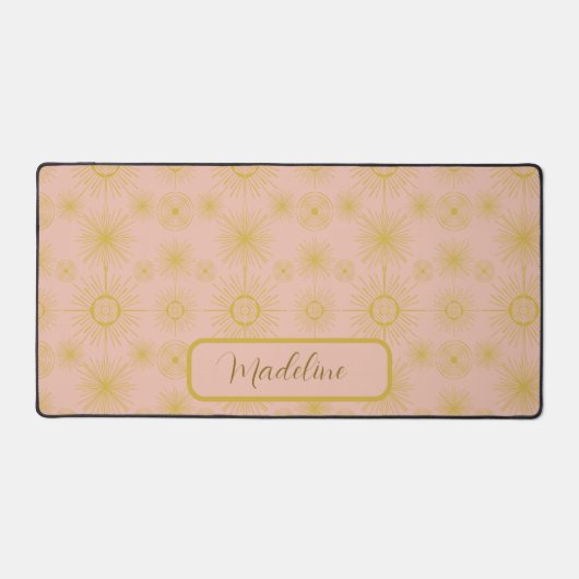 Boho maan sterren zon roze patroon bureaumat (Voorkant)