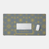 Boho maan sterren zon stoffig blauw patroon bureaumat (Keyboard & Muis)