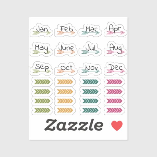 Boho maandpijlen en Washi Planner Stickers (Vel)