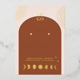 Boho Maanfase | Terracotta Oorbellen Displaykaart Folie Uitnodiging