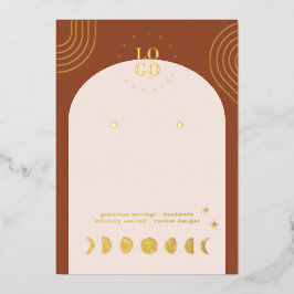 Boho Maanfase | Terracotta Oorbellen Displaykaart Folie Uitnodiging