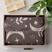 Boho-maanpatroon met bladeren en sterren   tissuepapier (Geschenk)