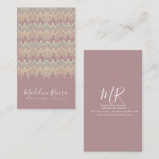Boho Macrame Artist Handmade Art Designer Blush Visitekaartje (Voorkant / Achterkant)