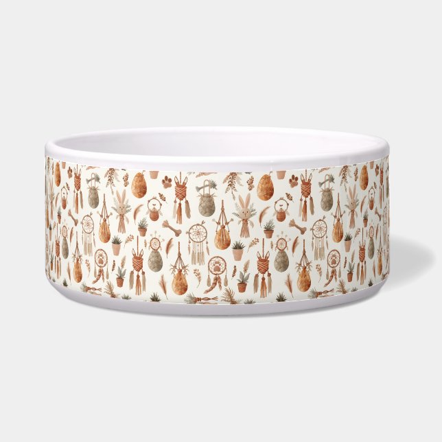 Boho Macrame Easter Pet Bowl Woven Eggs Rope Bones Voerbakje (Voorkant)