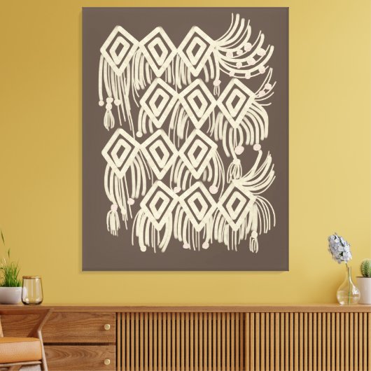 Boho Macrame Hanging Painting Canvas Afdruk (Insitu (Woonkamer))