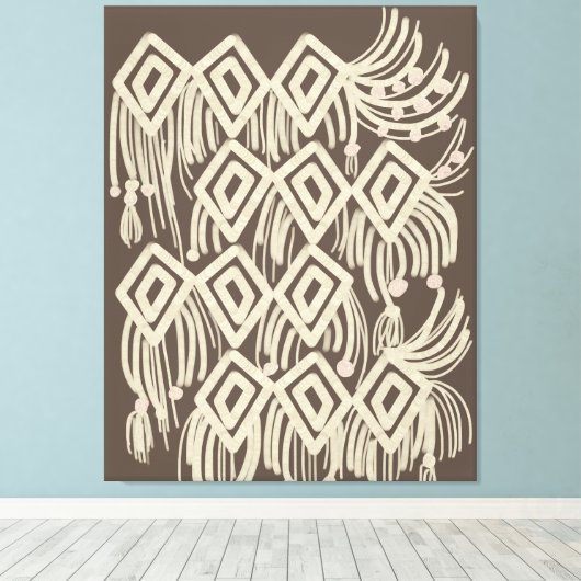 Boho Macrame Hanging Painting Canvas Afdruk (Insitu (Houten vloer))