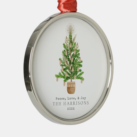 Boho Macrame kerstboomfeestdag Metalen Ornament (Rechts)