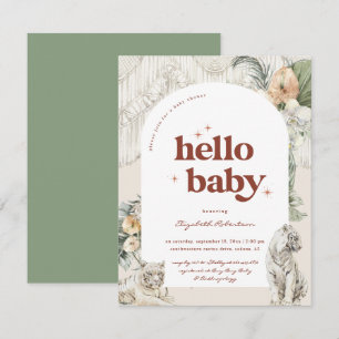 Boho Macrame Tijger Groenery Baby Shower Informatiekaartje