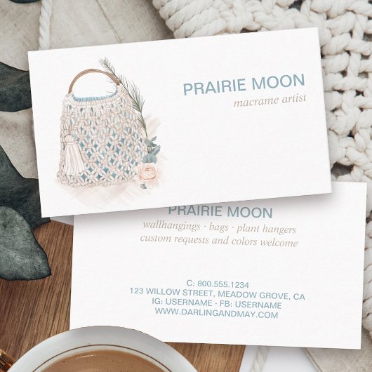 Boho Macrame Waterverf Tas Visitekaartje