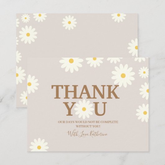 Boho madelief bloem baby shower bedankkaart (Voorkant / Achterkant)