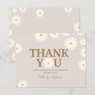 Boho madelief bloem baby shower bedankkaart