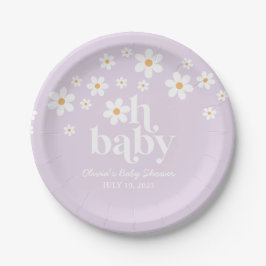 boho madelief lila Babyshower Papieren Borden Bordje