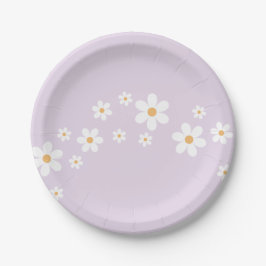 boho madelief lila Babyshower Papieren Borden Bordje