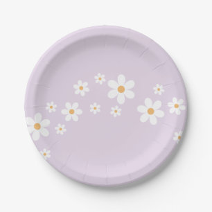 boho madelief lila Babyshower Papieren Borden Bordje