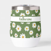 Boho Madeliefje Bloemmotief Groen (Voorkant)