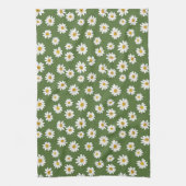 Boho Madeliefje Bloemmotief Groen Theedoek (Verticaal)