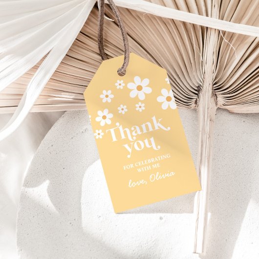 boho madeliefje gele bedankjes cadeau labels cadeaulabel