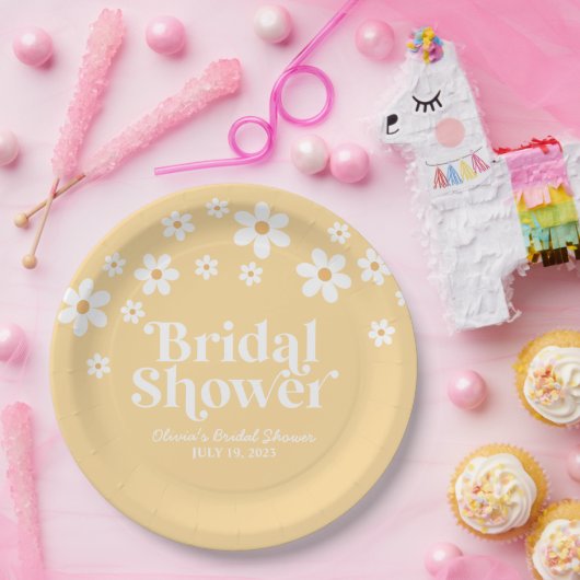 boho madeliefje gele Bruidsdouche Papieren Borden Papieren Bordje (Feest)